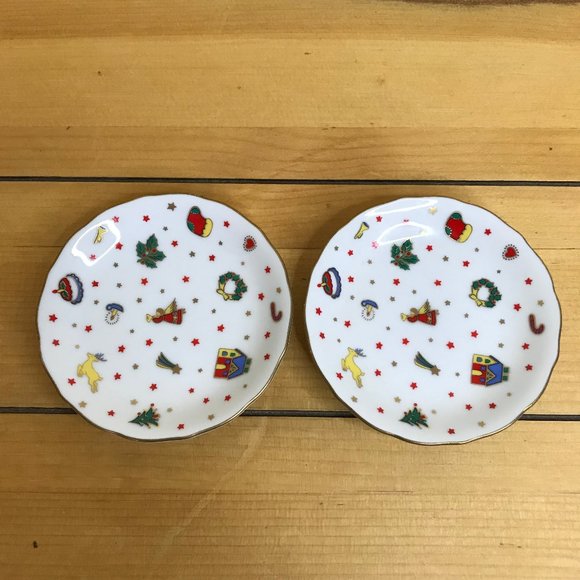 Utsuwakan by Maebata Mini 4" Christmas Candy Dish Small Saucer Plate Set of 2 - Picture 3 of 5